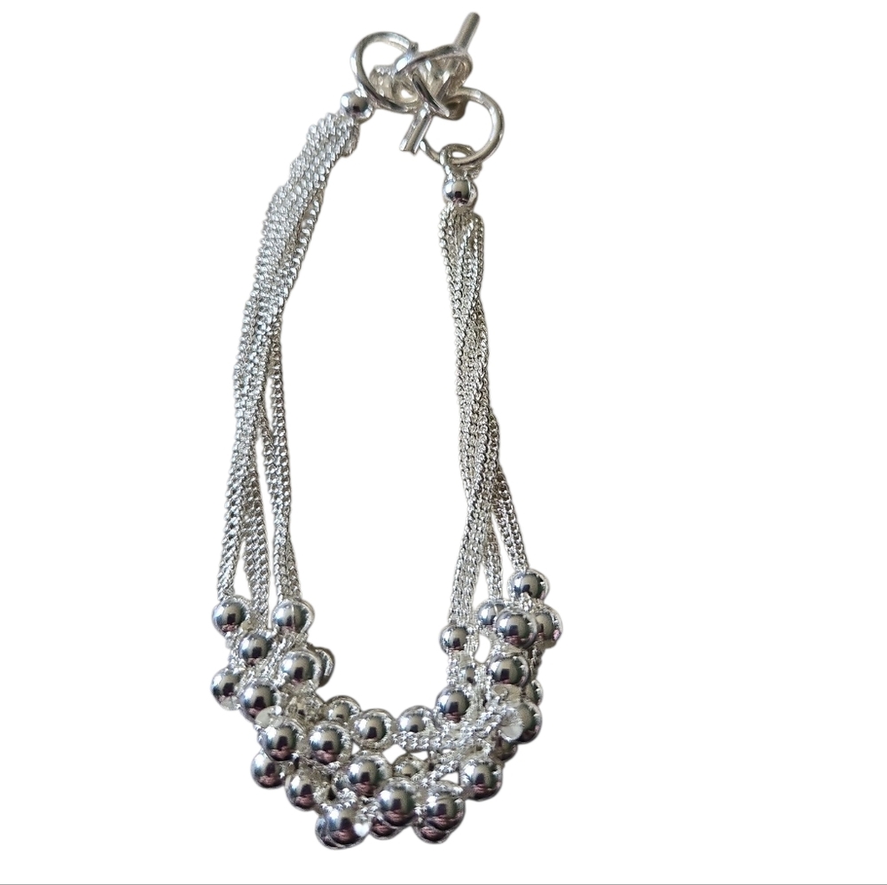 Elegant Silver Beaded Bracelet